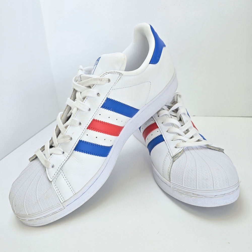 Adidas Originals Superstar White Blue Red BB2246 Size 12